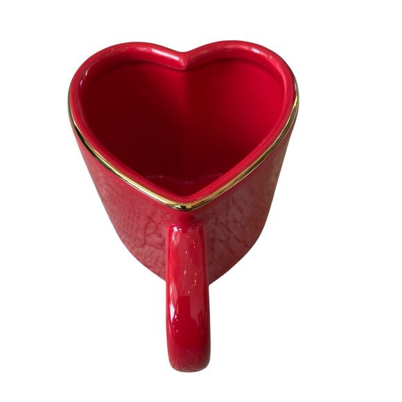 Target Threshold Heart Shaped VALENTINE Mugs Red Gold Rim 14.3oz Set of 2 New - Picture 6 of 16